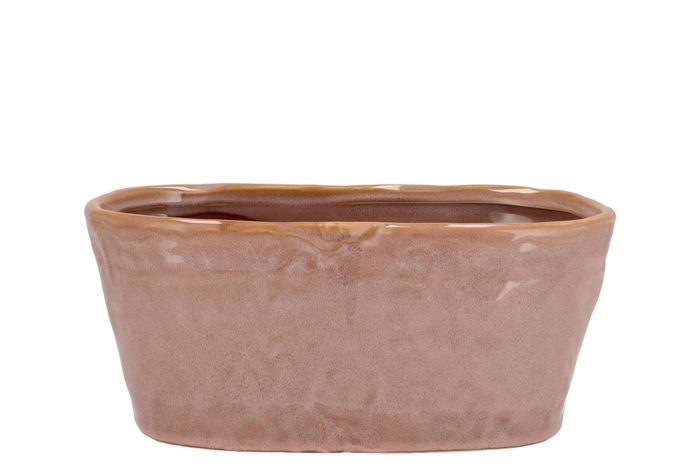 <h4>Iron Stone Old Pink Glazed Oval Pot 25x13x11cm</h4>