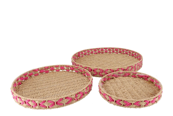 Gaby Fuschsia Tray S/3 30x4/40x4/50x5cm Nm