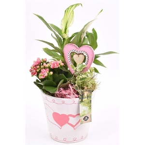 Keramiek pot met hart decor 13.5CM