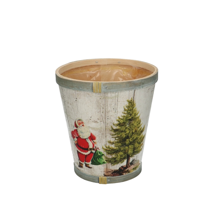 <h4>Kerst Hout Santa pot d13*14cm</h4>