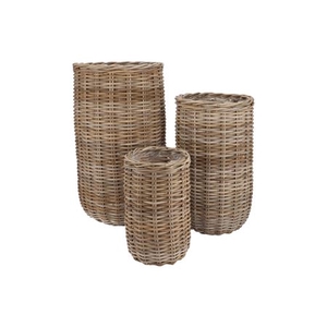 Rattan Ivy Cauldron High Natural Set 3 25x43/35x60