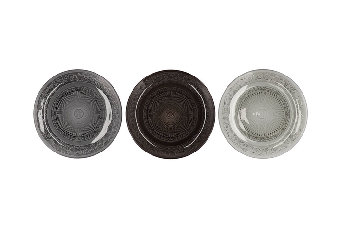 Dayah Shade Of Grey Glass Plate 20x2cm Ass P/1 Nm