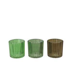 Roman Green Mix Glass Candle Holder Ass 9x9x9cm Nm