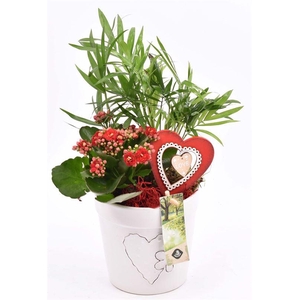 Keramiek pot wit met hart 13cm