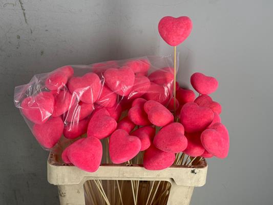 <h4>Stick Heart Flock Pink 6cm</h4>