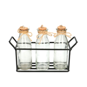 Glass Rack metal+3bottle 22*7*17cm