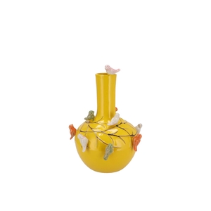 Bird Vase Yellow Tube 16x17cm Nm