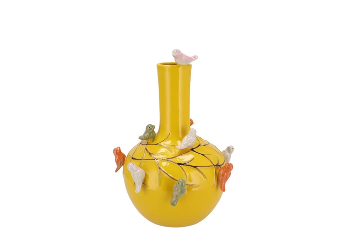 <h4>Bird Vase Yellow Tube 16x17cm Nm</h4>