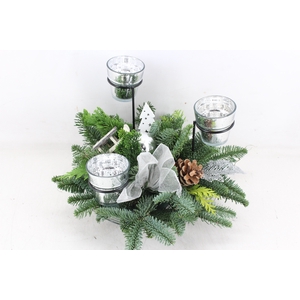 arr5 Kerst PL - Glas schaal 3licht - zilver