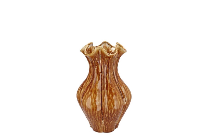 <h4>Inga Driss Brown Vase Active Glaze 15x15x20cm Nm</h4>