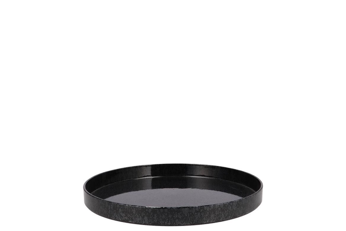 Melamine Wild Black Tray Round 22x22x2cm Nm