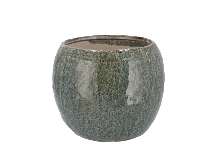 Iron Stone Blue Ball Pot 16x16x12cm Nm