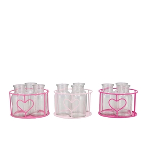 Polly Pink Mix Metal Rack Circle 3 Glass Round Ass