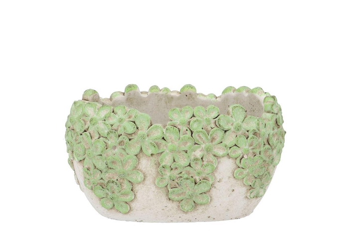 <h4>Dante Light Green Pot Bloom Oval 20x12x11cm Nm</h4>