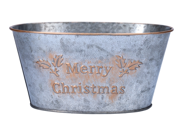 <h4>DF11-665560700 - Planter Holly oval 19x13.5x10 grey /</h4>