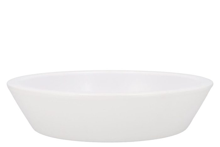 Bowl Low Round Matt White 30x7cm