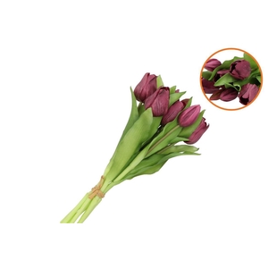 Silk Tulip Bouquet 7x Purple 17x30cm Nm