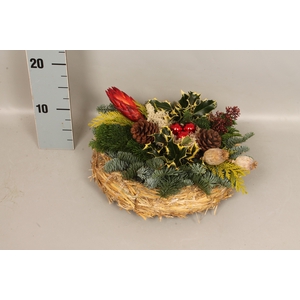 Natuur stro krans Red