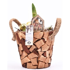 Hout pot natuur 17cm