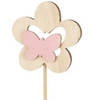 Pick flower wood+velvet 7cm+12cm stick pink