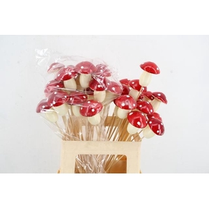 Stick Mushroom 6cm Red/White