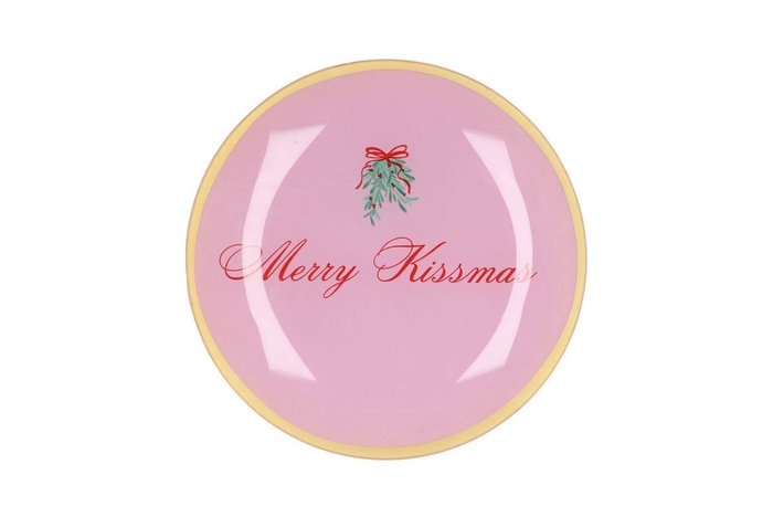 Plate Round Merry Kissmas 18x18x2cm