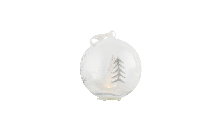 <h4>DF12-GF-15310 - Glass ball reindeer/snow 12cm led b/o</h4>