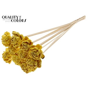 Shola New Beauty Rose 6cm on stem Wax Yellow