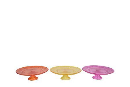 <h4>Dayah Orange Mix Glass Plate On Foot 20x8cm Ass P/</h4>