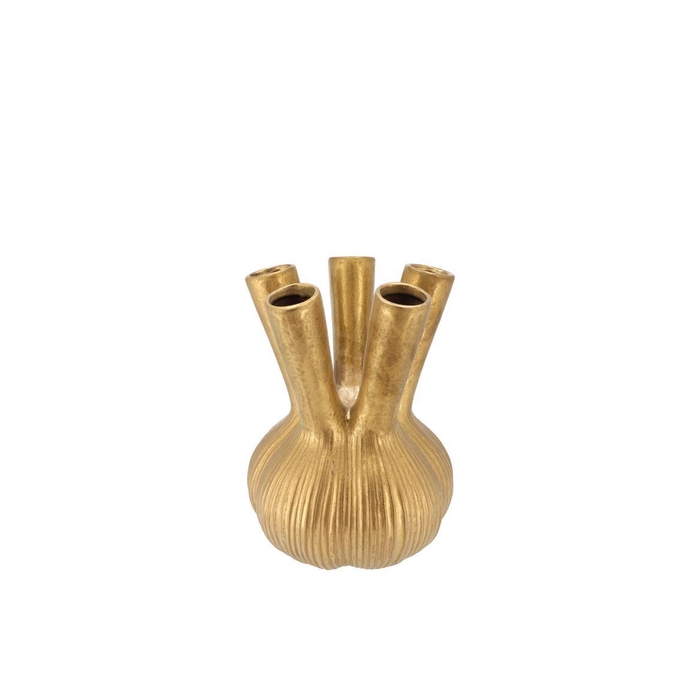 <h4>Aglio Straight Gold Vase 13x13x17cm Nm</h4>