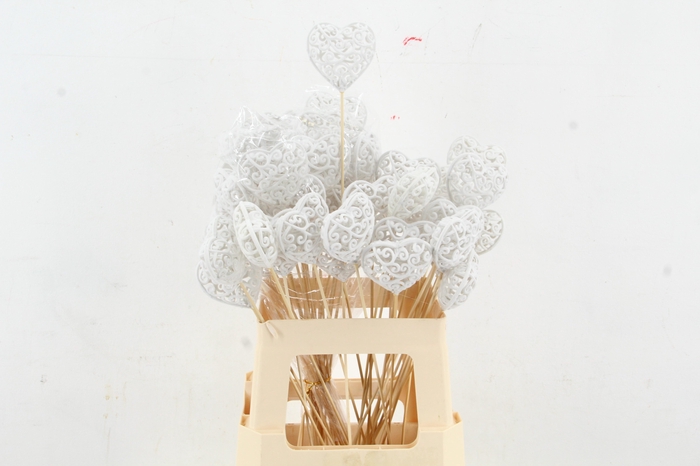 <h4>Stick Heart Baroque White 7cm</h4>