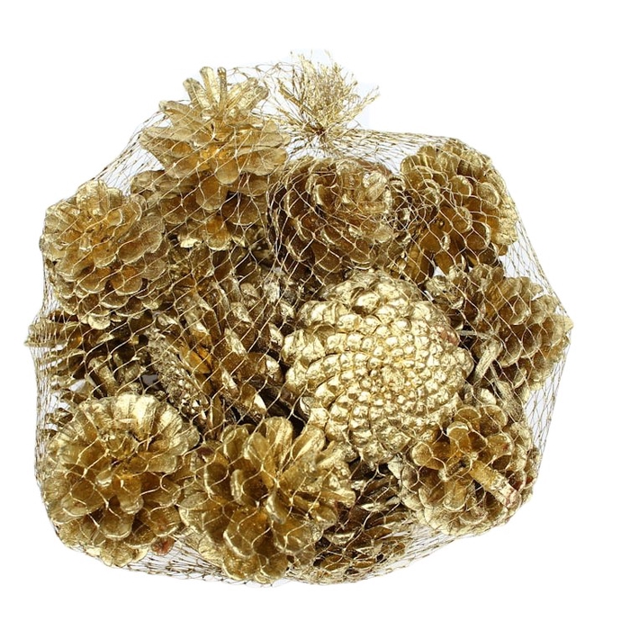 <h4>Pine cone 500gr in net Gold</h4>
