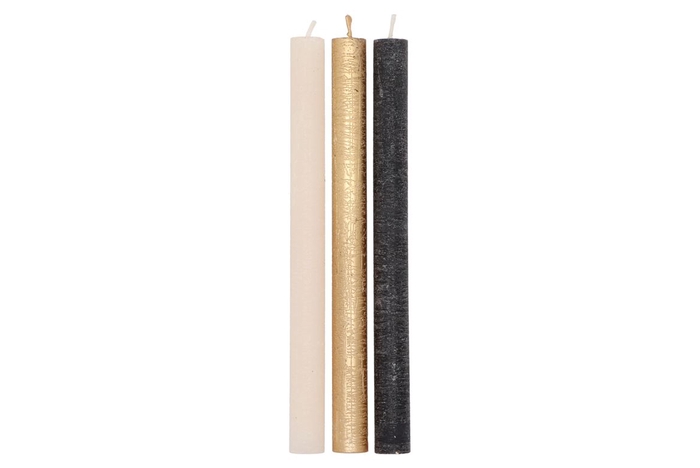 <h4>Frosty Black Mix Taper Candle 2x25cm</h4>