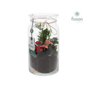 Glazen melkbus met arrangement