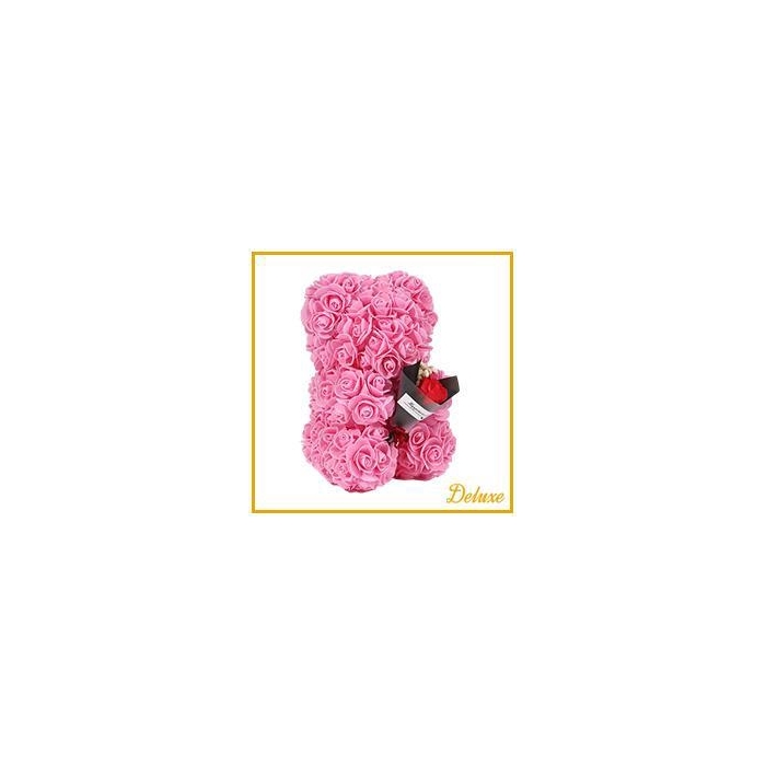 <h4>Arr6 Deco Beer 25cm - Donker Roze Boeket</h4>