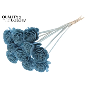 Shola Beauty Rose 6cm on stem Light Blue