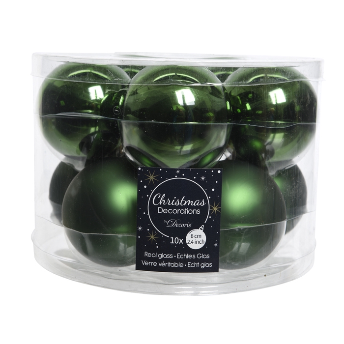 <h4>KERSTBAL GLASS 60MM 10PCS PINE GREEN</h4>