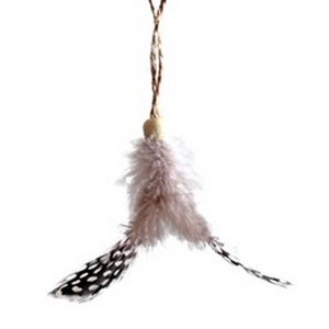 Hanger parelhoen veer x2 7cm+8cm jute touw