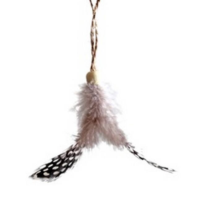 <h4>Hanger parelhoen veer x2 7cm+8cm jute touw</h4>