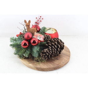 arr5 Kerst MB - Hout luxe schijf wax red Denne.