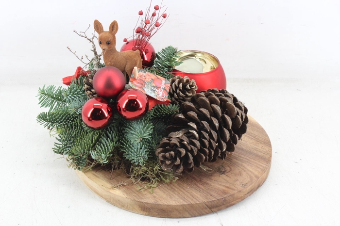 <h4>arr5 Kerst MB - Hout luxe schijf wax red Denne.</h4>