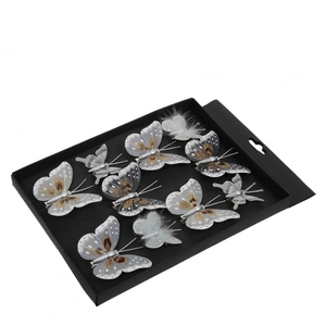 Christmas Deco butterfly/clip 5-8cm x10