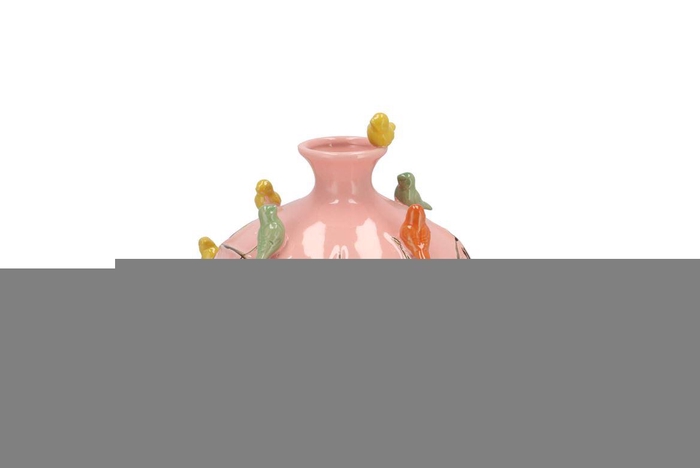 Bird Pink Vase Globe 14x14x14cm Nm
