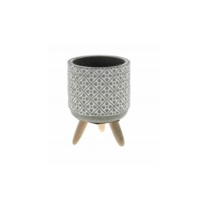 C.POT SUR PIED BOIS GRIS D10X09 + 5.5CMH Q46047