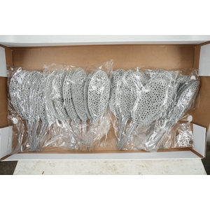 Pick Leaf glitter open 14x6cm+10cm wire silver 25pce/bag