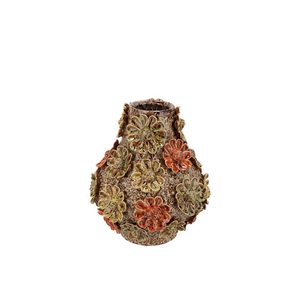Riva Wild Brown Vase Flower Allover 15x15x16cm