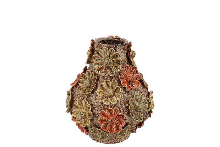 <h4>Riva Wild Brown Vase Flower Allover 15x15x16cm</h4>