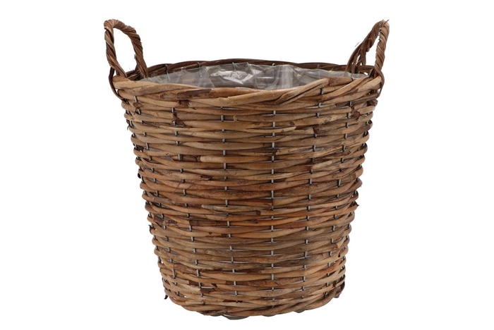 Rattan Basket Pot Round +ears 29x26cm Nm