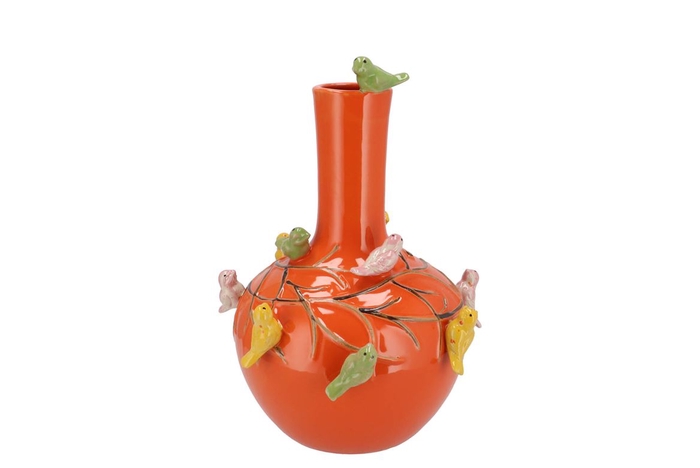 <h4>Bird Vase Orange Tube 20x25cm Nm</h4>