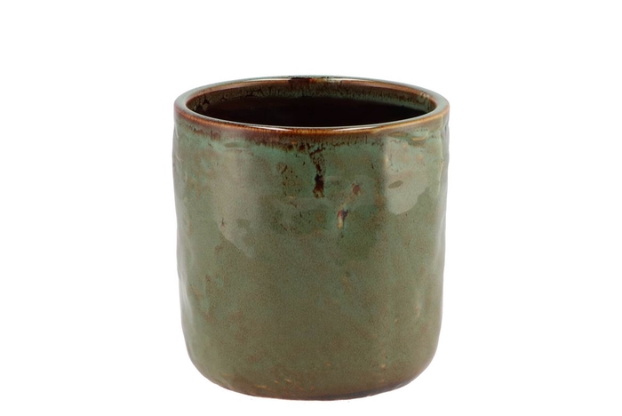 <h4>Iron Stone Green Glazed Pot 13x13cm</h4>